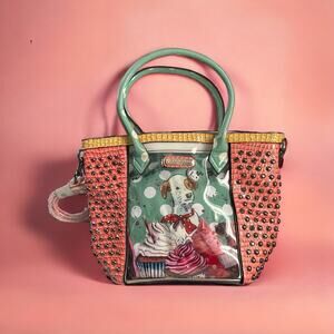 Nicole Lee Sweet Cupcake Tote Removable Interior Clear Bag Bakery Rescue Dog